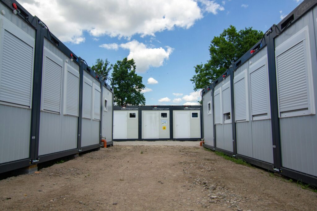 Construction site welfare cabin cleaning in Dublin – professional cleaning of portable site office and staff welfare facilities on an active construction project