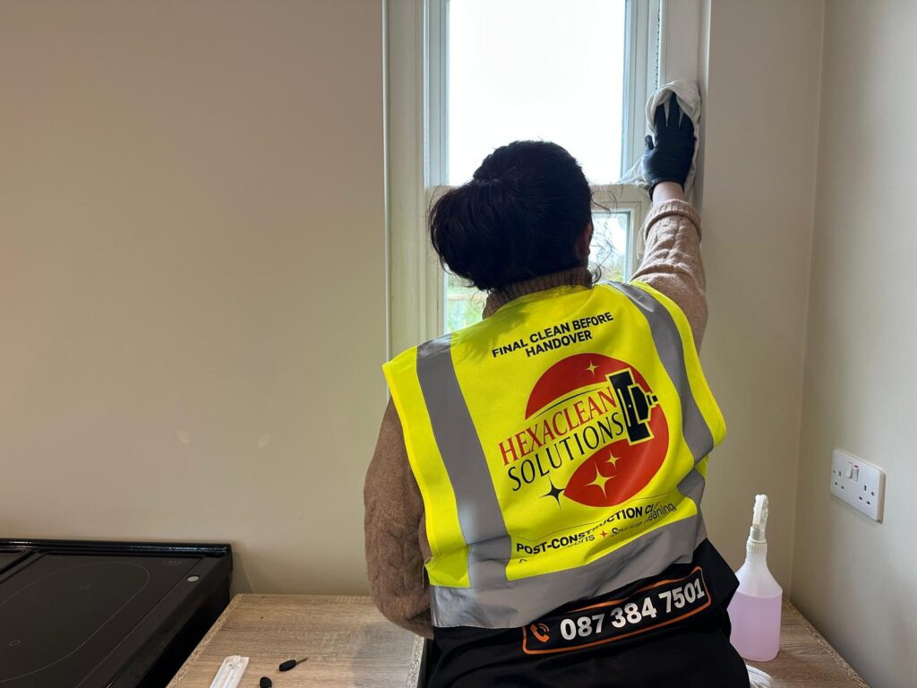 Professional construction cleaners Dublin — Hexaclean Solutions post construction cleaning specialist on site