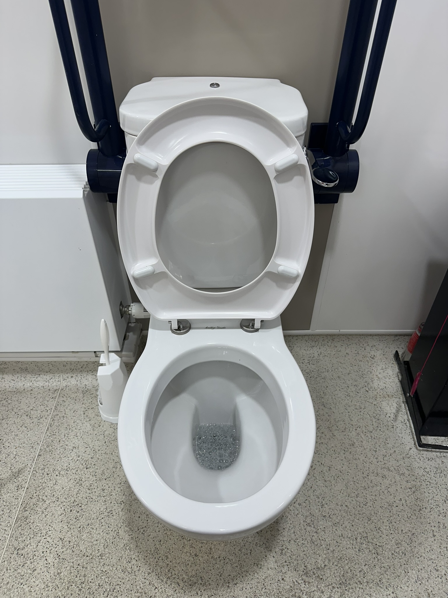 Accessible bathroom cleaned to inspection standard during hospital builders cleaning in Baltinglass