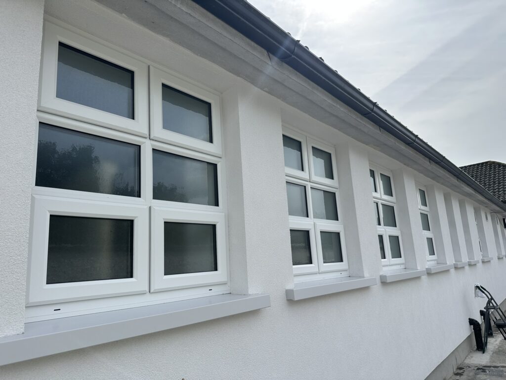 Sparkling clean school windows after post construction cleaning
