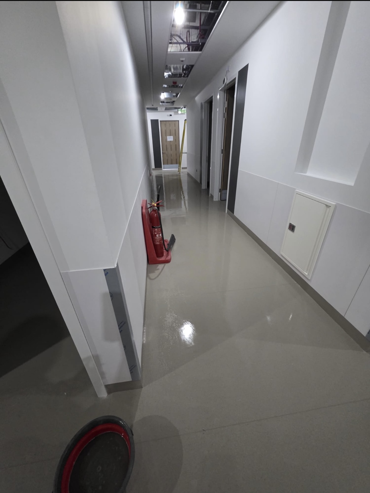 Hospital corridor floor cleaned during builders clean at St Vincent's Hospital