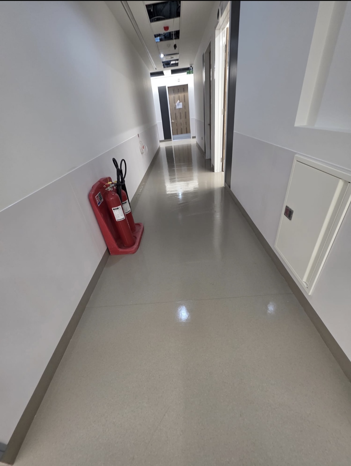 Hospital corridor floor completed with high shine finish St Vincent's Hospital