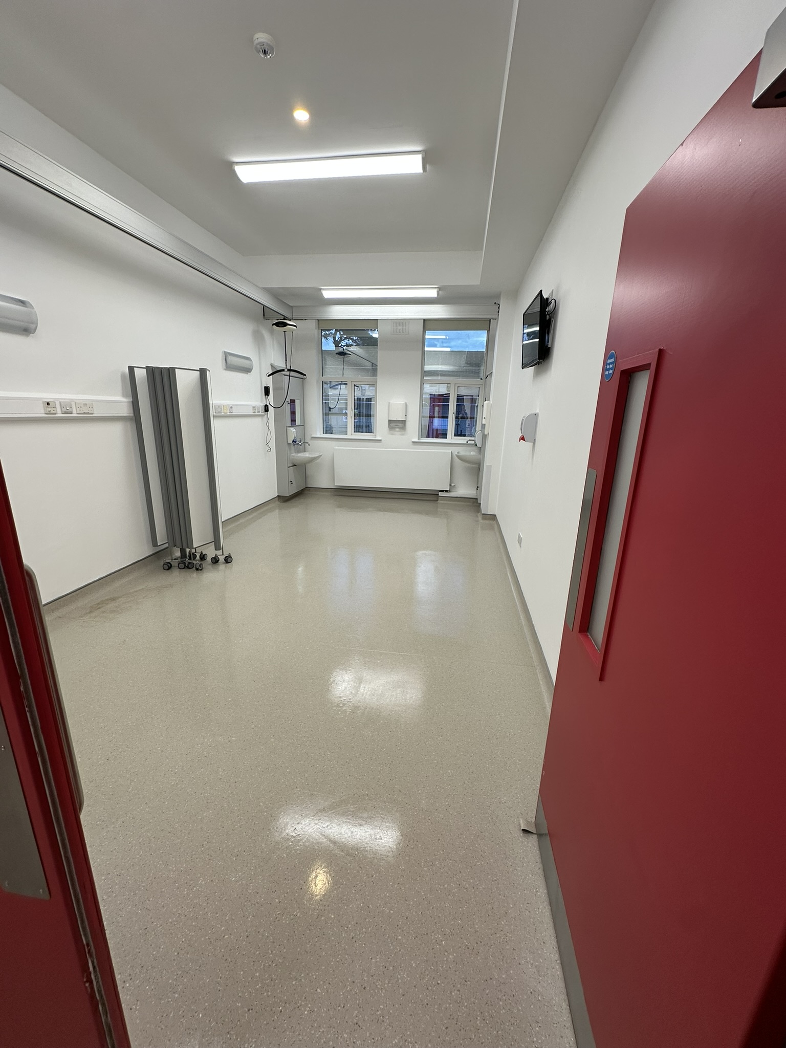 Empty hospital patient room with polished floor after builders clean Baltinglass Community Hospital