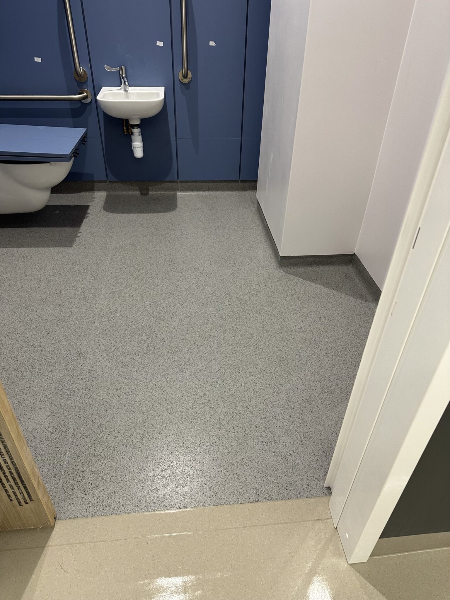 Accessible hospital bathroom cleaned with sink and floor St Vincent's Hospital