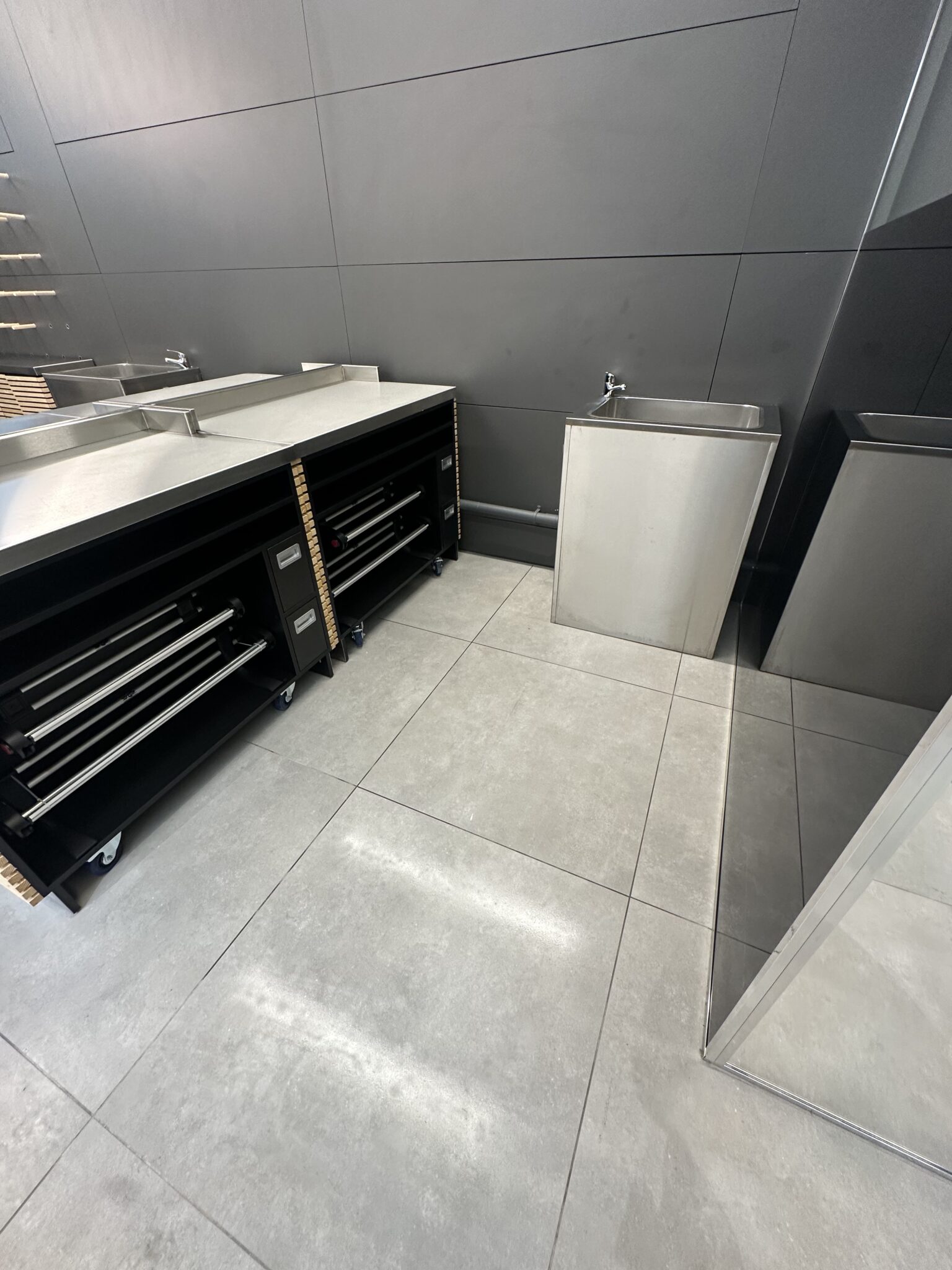 Large format tile floor cleaned after retail fit-out clean Dunnes Stores