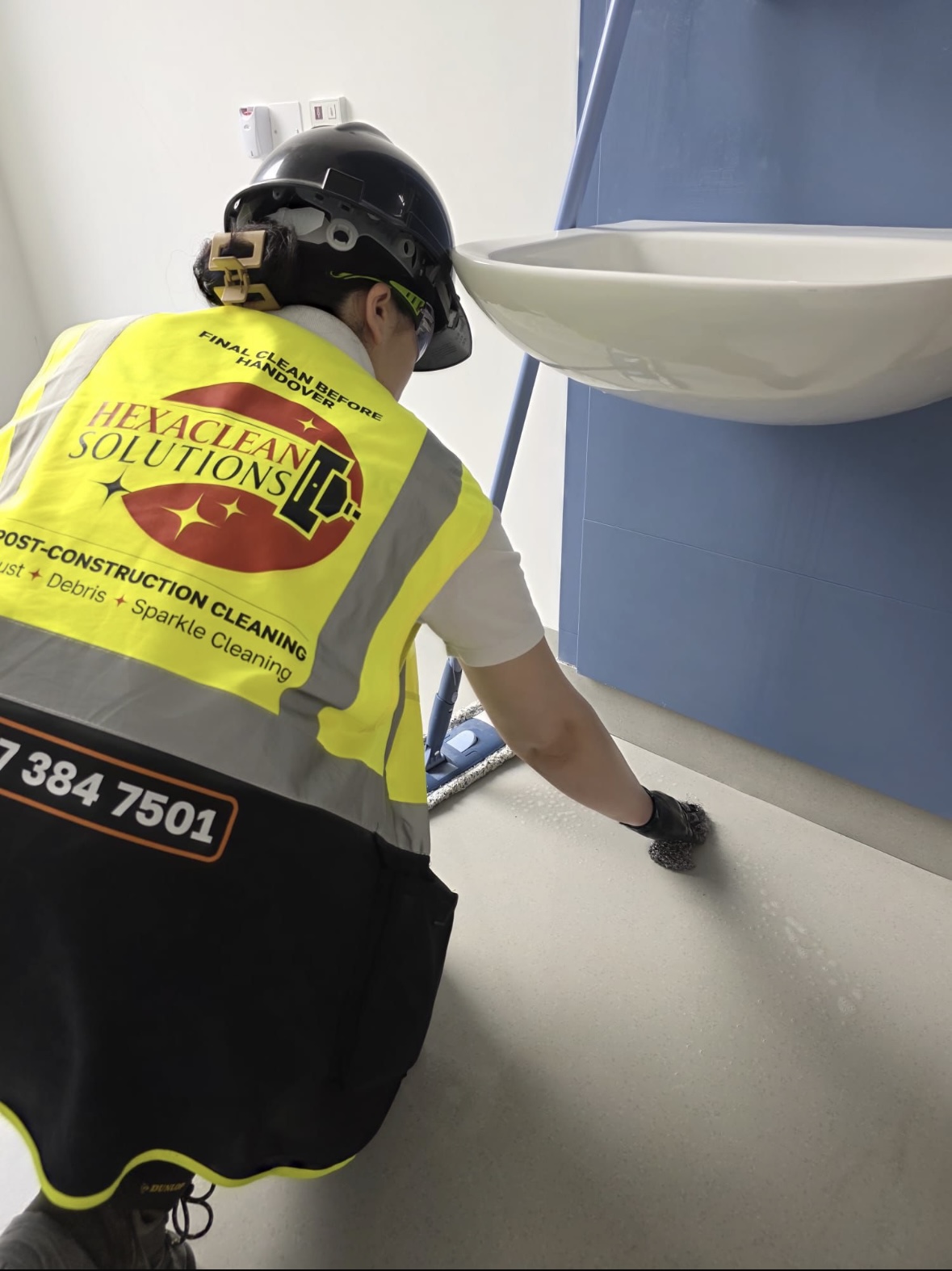 Hexaclean Solutions operative detail cleaning floor after builders clean St Vincent's Hospital