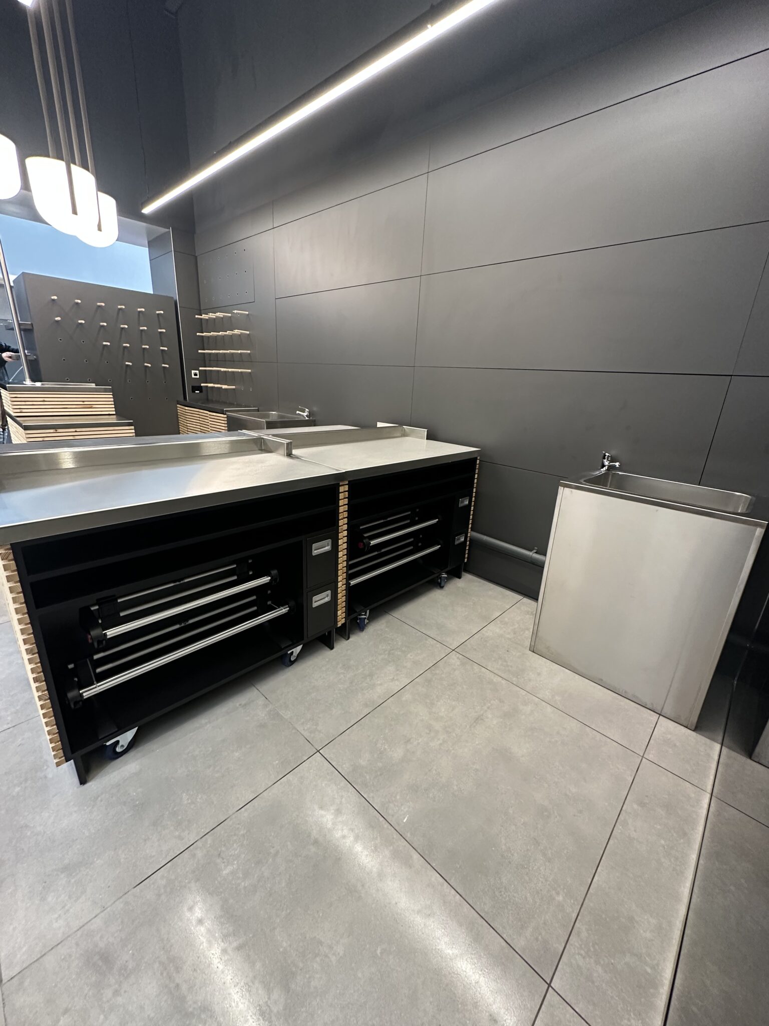 Stainless steel sink cleaned after post construction retail fit-out Dunnes Stores