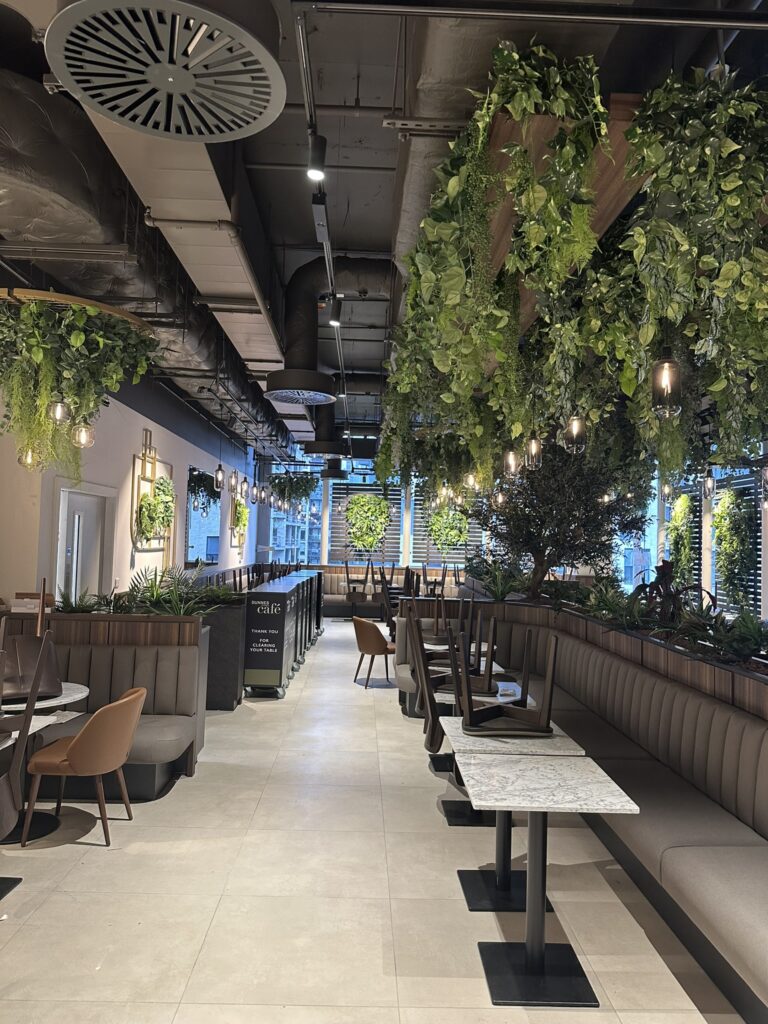 Completed Dunnes Café at Beacon Court, Sandyford following final sparkle and post-construction cleaning of the retail fit-out.
