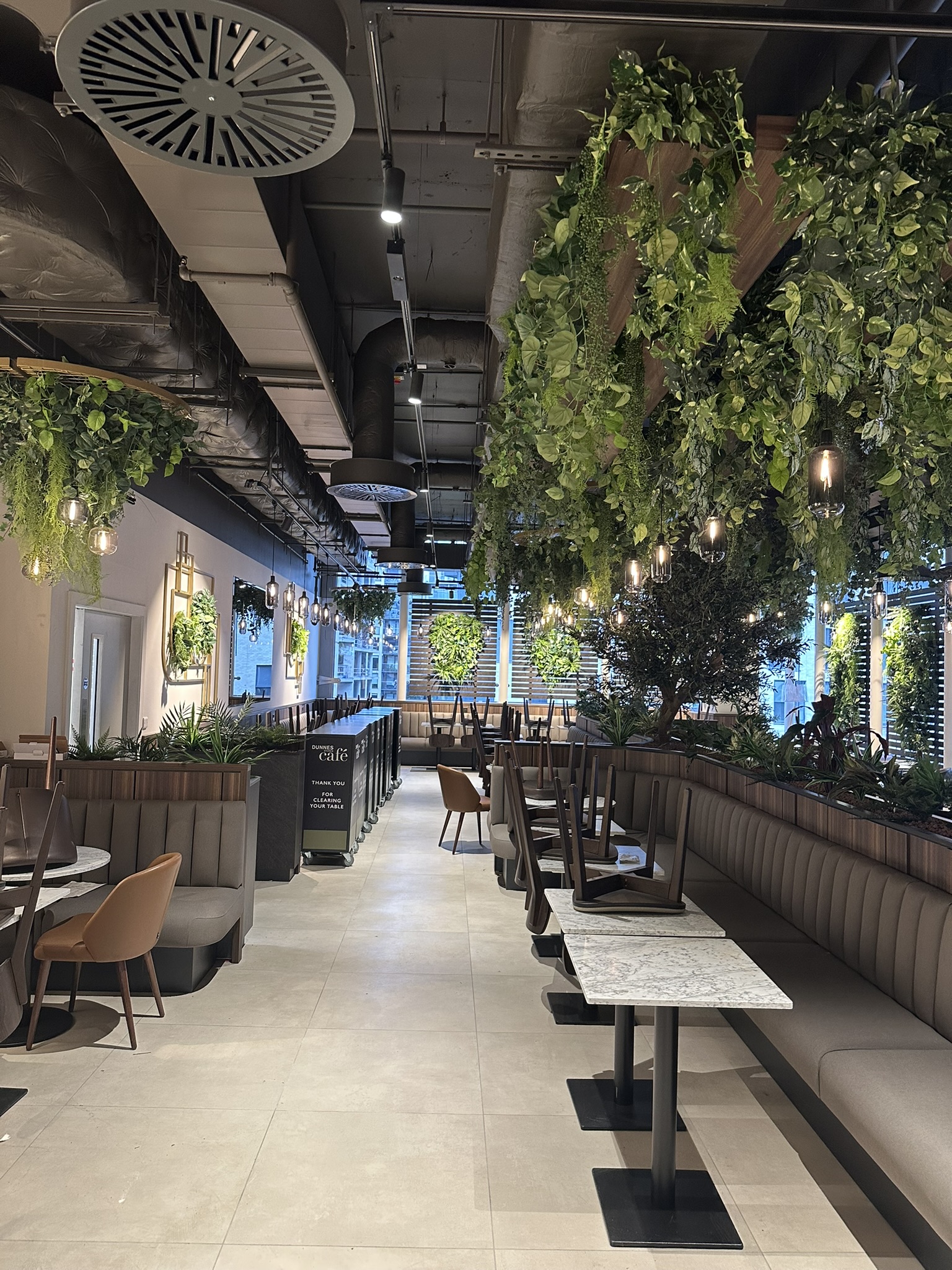 Completed Dunnes Café at Beacon Court, Sandyford following final sparkle and post-construction cleaning of the retail fit-out.