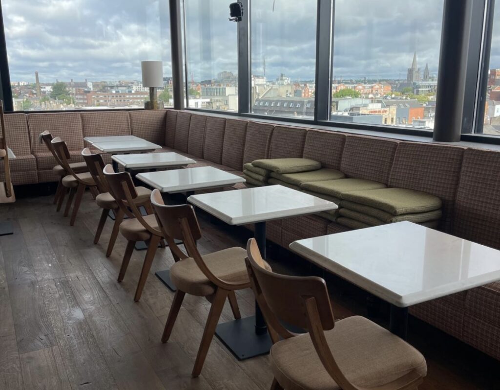 Hexaclean Solutions restaurant fit out cleaning Dublin — Dean Hotel rooftop dining room cleaned to opening day standard for PureFitout